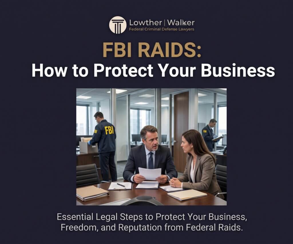 FBI Raid Featured Image with FBI Agents Arriving at an Office