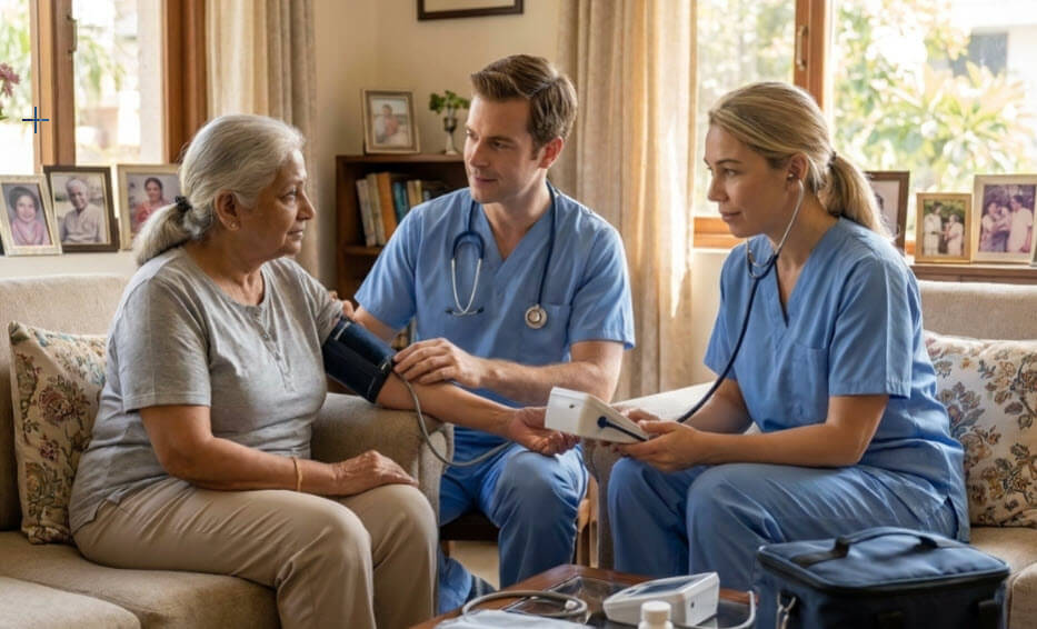 Home Healthcare Doctors working with Patient - Blog Title Card