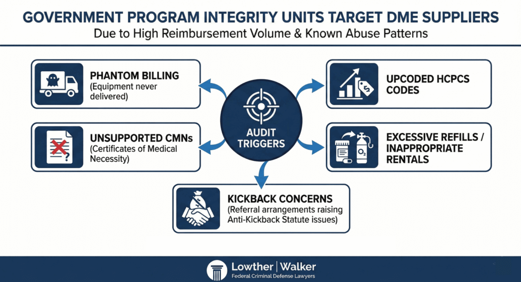 Targeting of DME suppliers for healthcare audits